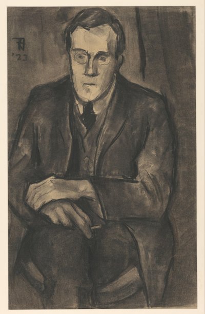 Portrait of J.W. Bijl, Seated with Hands on Knees by Bob Hanf (signed by artist)