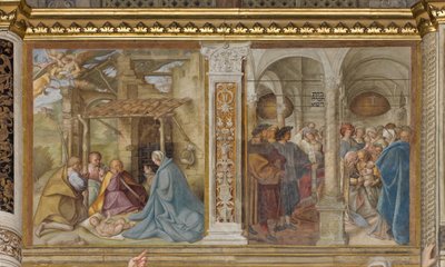 Central Aave, Fourth North Span, Adoration of the Shepherds, Circumcision (Boccaccio Boccaccino, 1516-17) by Boccaccio Boccaccino