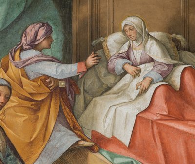 Central Nave, Second North Span, Birth of the Virgin, Boccaccio Boccaccino 1514-15, (detail) by Boccaccio Boccaccino