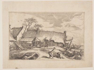 Plate 4, from Landscapes with Farmhouses by Boetius Adams Bolswert