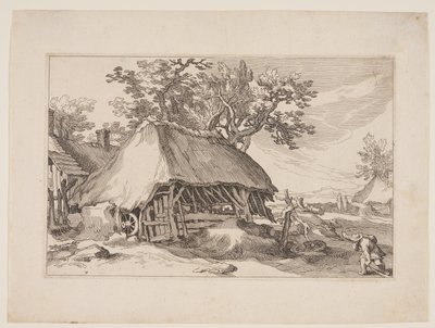 Plate 7, from Landscapes with Farmhouses by Boetius Adams Bolswert