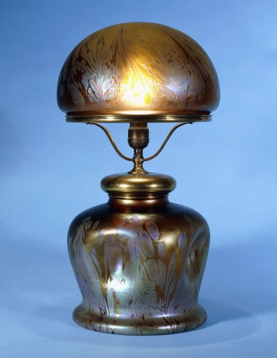 A Rare Loetz Brass Mounted Table Lamp by Bohemian School