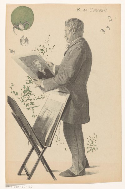 Edmond de Goncourt Looking at a Print, Next to Him a Print Stand by Boileau