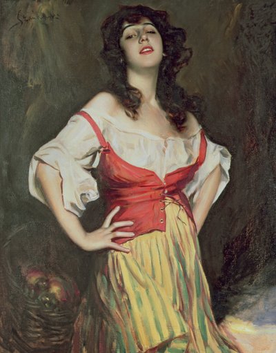 Girl with a Basket by Boleslaw Szankowski