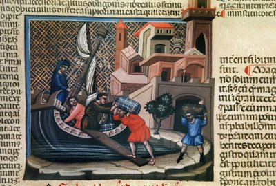 Loading Goods on to a Ship, from the manuscript 