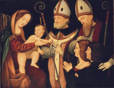 The Madonna and Child with Saints Romanus and Ptolomaeus and two donors by Boltraffio Pseudo