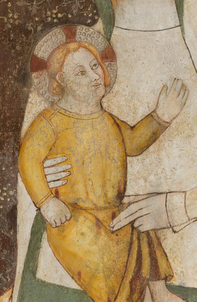 North Transept, Altar of St. Michael the Archangel, Behind the Altarpiece the Frescoes by Bonifacio Bembo, Virgin and Child (detail) by Bonifacio Bembo
