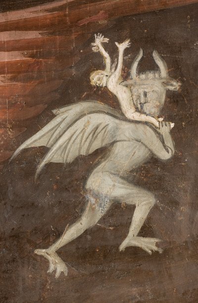 North Transept, Altar of St. Michael the Archangel, Behind the Altarpiece the Frescoes by Boniface Bembo, Archangel Michael with Libra driving out the Evil (detail) by Bonifacio Bembo