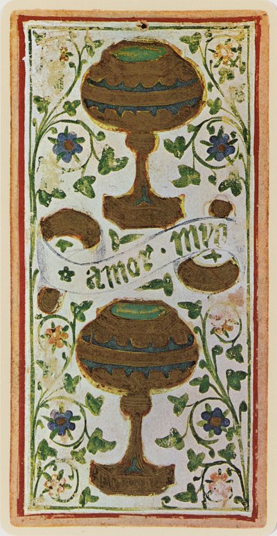 The Two of Cups (facsimile of a tarot card from the 
