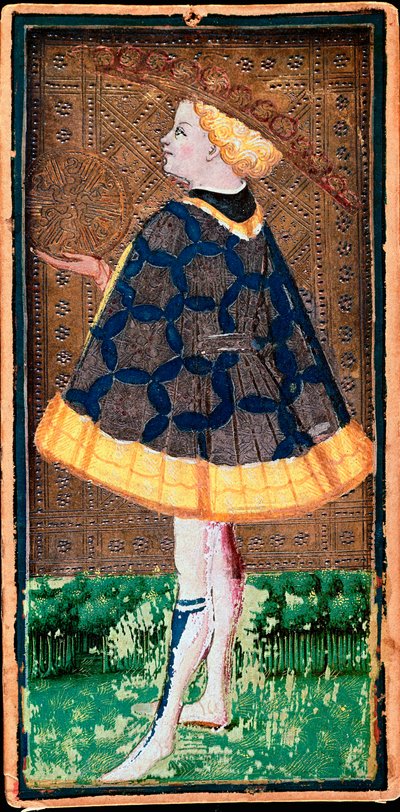 Valet de Denier Card. Map of the Tarot Game made by Bonifacio Bembo (1420-1482) for Filippo Maria Visconti, about 1440. Bergamo, Galleria dell