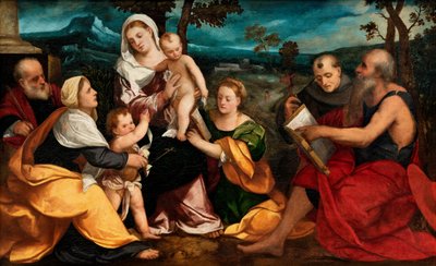 The Holy Family surrounded by Saints by Bonifazio Veronese