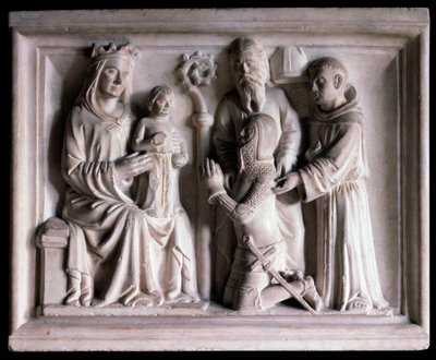 The Virgin presenting Jesus to three people by Bonino da Campione