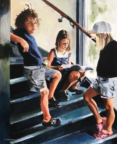 Children on Summer Stairs by Borgenhag Holmqvist