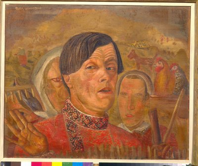 Self-portrait with the Cock and the Hen by Boris Dmitrievich Grigoriev
