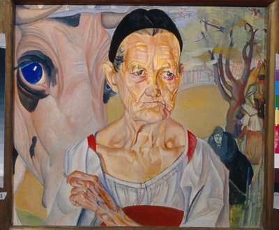 Portrait of a Dairywoman (From the Cycle "Faces of Russia") by Boris Dmitrievich Grigoriev