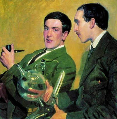 The Physicists Pyotr Kapitsa and Nikolay Semyonov by Boris Mikhailovich Kustodiev