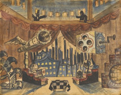 Stage Design for the Theatre Play The Flea by E. Zamyatin by Boris Mikhailovich Kustodiev