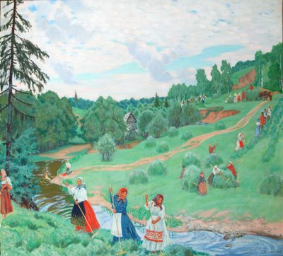 Hay Making, 1917 by Boris Mikhailovich Kustodiev