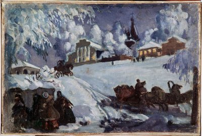 Winter. Sleigh Ride by Boris Mikhailovich Kustodiev