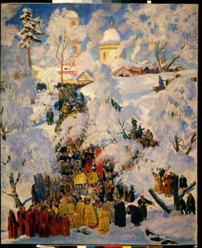 The Great Blessing of the Waters during the Feast of Theophany by Boris Mikhailovich Kustodiev