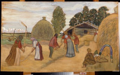Threshing Floor by Boris Mikhailovich Kustodiev