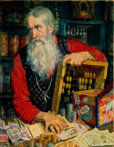 The Merchant (Old Man with Money and an Abacus) by Boris Mikhailovich Kustodiev