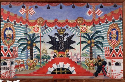 Stage design for the theatre play The flea by E. Zamyatin by Boris Mikhailovich Kustodiev