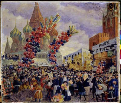 A Fair on Red Square in the Kremlin, Moscow by Boris Mikhailovich Kustodiev