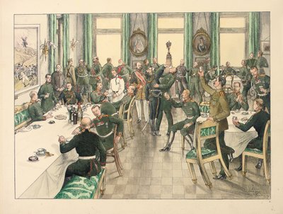 The Traditional Breakfast held to commemorate the Battle of Telish in which the Egerski Guards Regiment took part on 12 October 1877 by Boris V. de Heroys