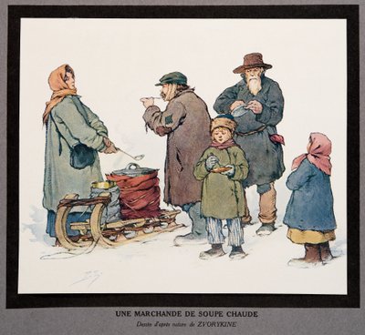 A Hot Soup Seller, from Histoire des Soviets, pub. 1922 by Boris Vasilievich Zvorykin