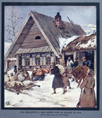 Armed Forces Requisition Supplies in a Village by Boris Vasilievich Zvorykin