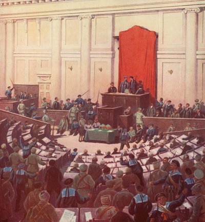The Only Sitting of the Russian Constituent Assembly in Petrograd After the October Revolution by Boris Vasilievich Zvorykin