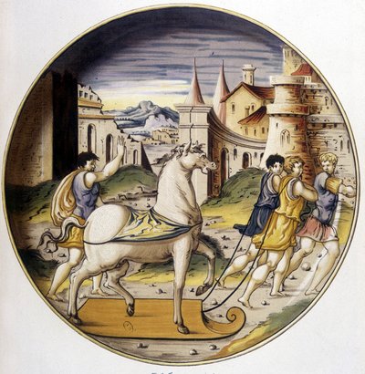 The Trojan Horse - in “Collection of Italian Faiences of the XV, XVI and 17th Centuries” designed by Carle Delange and Borneman by Bornemann Bornemann
