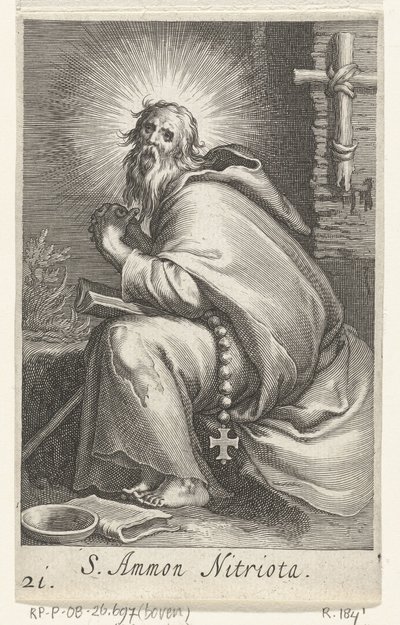 Saint Ammonius the Great as a Hermit (series: Hermits, Sacra eremvs ascetarvm) by Boëtius Adamsz. Bolswert