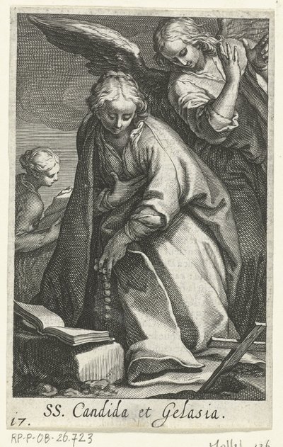 Saints Candida and Gelasia as Hermits with Angel (series: Hermits, Sacra Eremus Ascetriarum) by Boëtius Adamsz. Bolswert