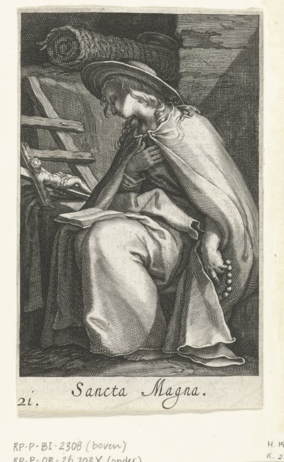 Saint Magna as a Hermit Sancta Magna (title on object) Hermits (series title) Sacra Eremus Ascetriarum (series title) by Boëtius Adamsz. Bolswert