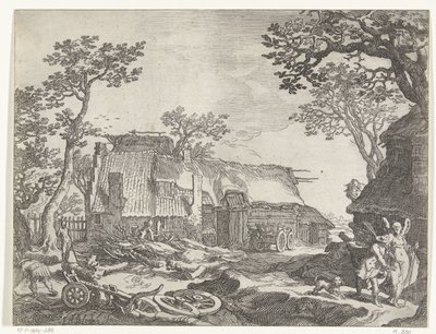 Landscape with Farmhouse and Tobias and the Angel (series title: Views of the Countryside) by Boëtius Adamsz. Bolswert