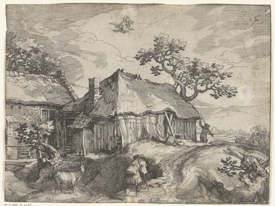 Landscape with Farm and Abduction of Ganymede by Boëtius Adamsz. Bolswert