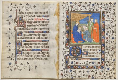 Bifolio from a Book of Hours: Adoration of the Magi by Boucicaut Master