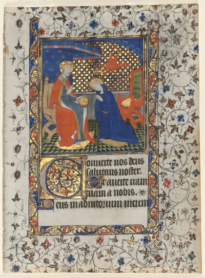 Bifolio from a Book of Hours: Coronation of the Virgin by Boucicaut Master