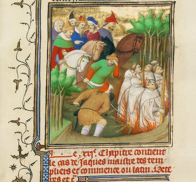 The Knights Templar Burned in the Presence of Philip the Fair and His Courtiers by Boucicaut Master,