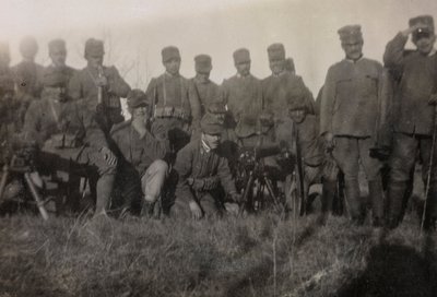 Album of the First World War in Friuli-Venezia Giulia: group portrait of the gunners soldiers of the 112th Infantry by Bourbon Del Monte