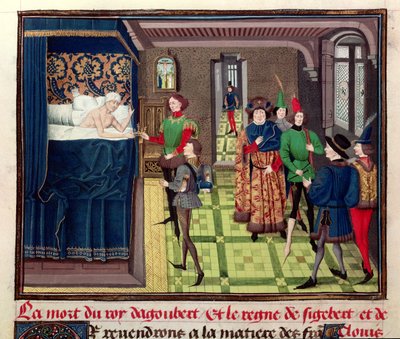 The Death of King Dagobert I (c.603-639) from Chroniques des Empereurs by David Aubert, 1462 by Brabant School