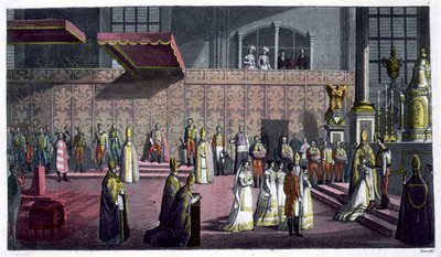 The Primate of Hungary Crowning the Queen in the Collegiate Church, Westprim, Hungary, Plate 5 from 
