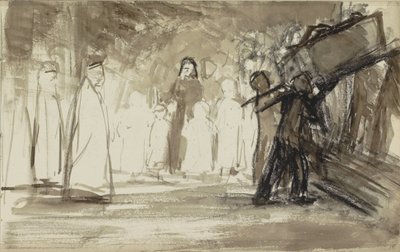 Funeral Service with a Coffin Carried Past Watching Attendees by Bramine Hubrecht