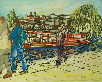 Boys on the Towpath, Camden Lock by Brenda Brin Booker
