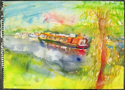 Narrow boat on the River Lea by Brenda Brin Booker