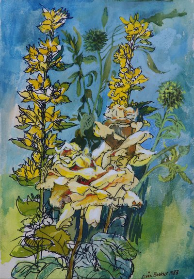 Yellow Rose and Loosestrife by Brenda Brin Booker