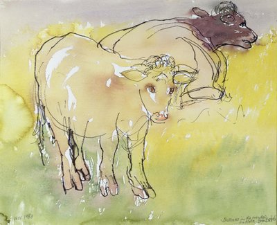 Young Bullocks in the Meadow, 1983 by Brenda Brin Booker