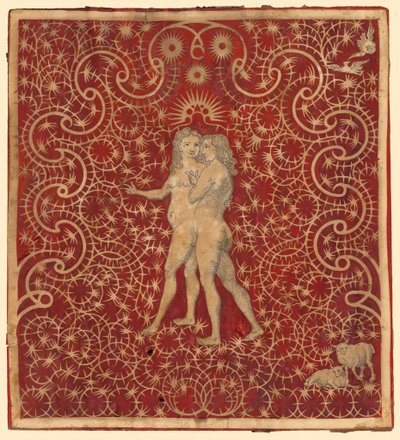 Adam and Eve in the Garden with a Pair of Sheep and a Pair of Doves by British 18th Century